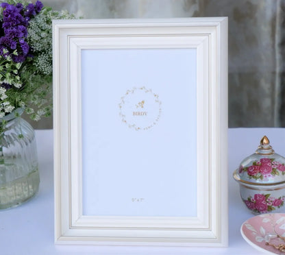 Dainty White &amp; Gold Picture Frame