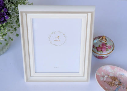 Dainty White &amp; Gold Picture Frame