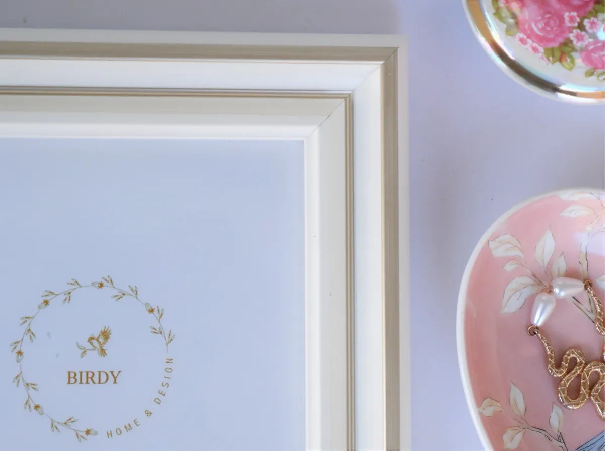 Dainty White &amp; Gold Picture Frame