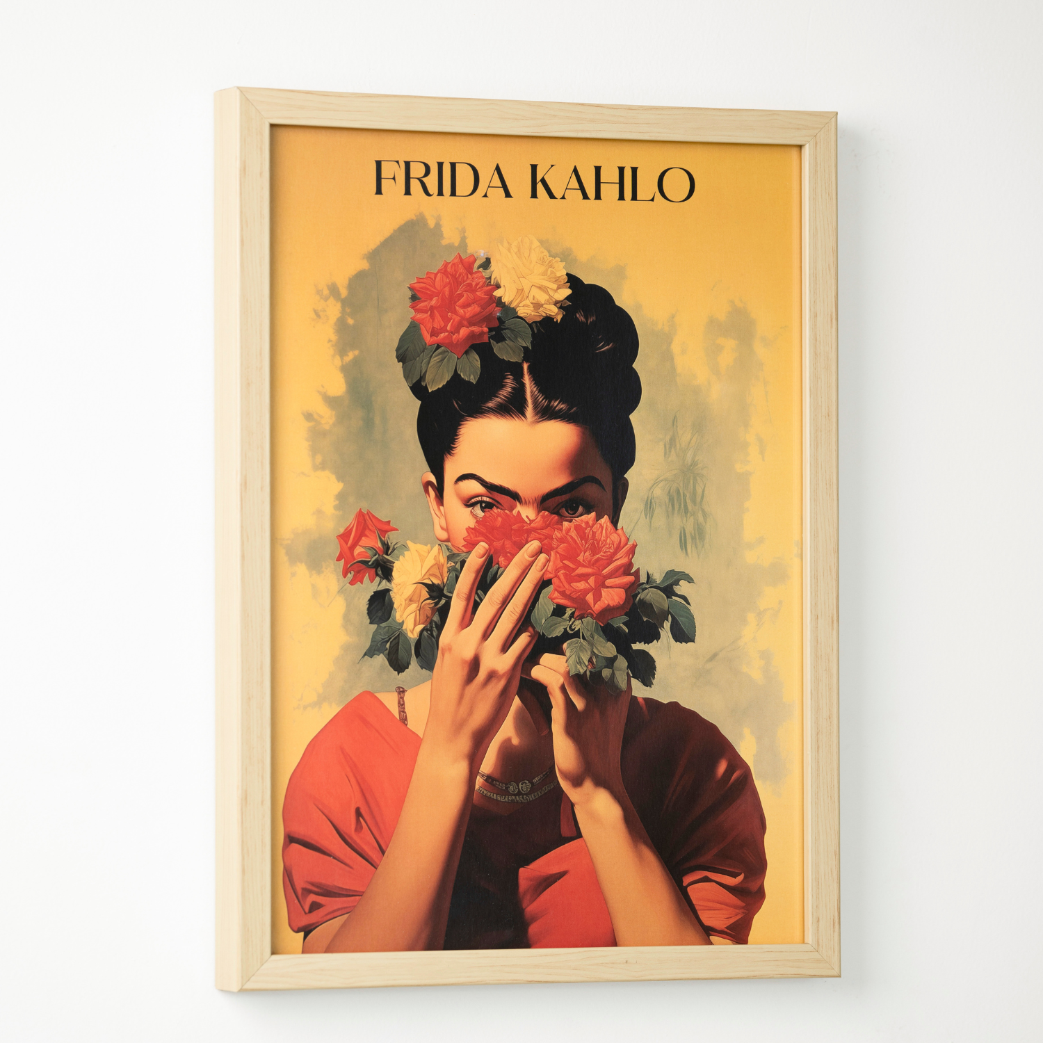 Frida Kahlo Portrait with Yellow Flowers