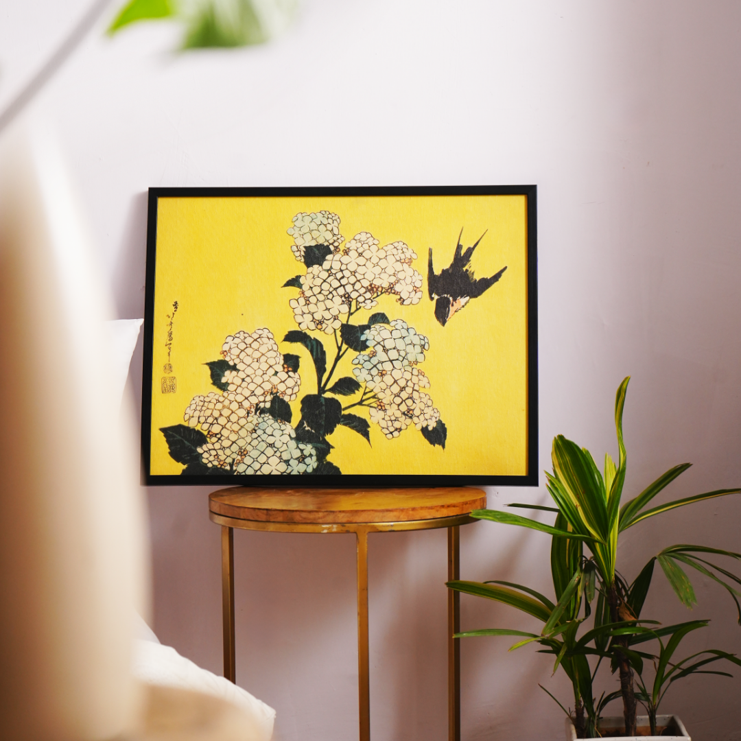 Japanese Yellow Bird &amp; Flower