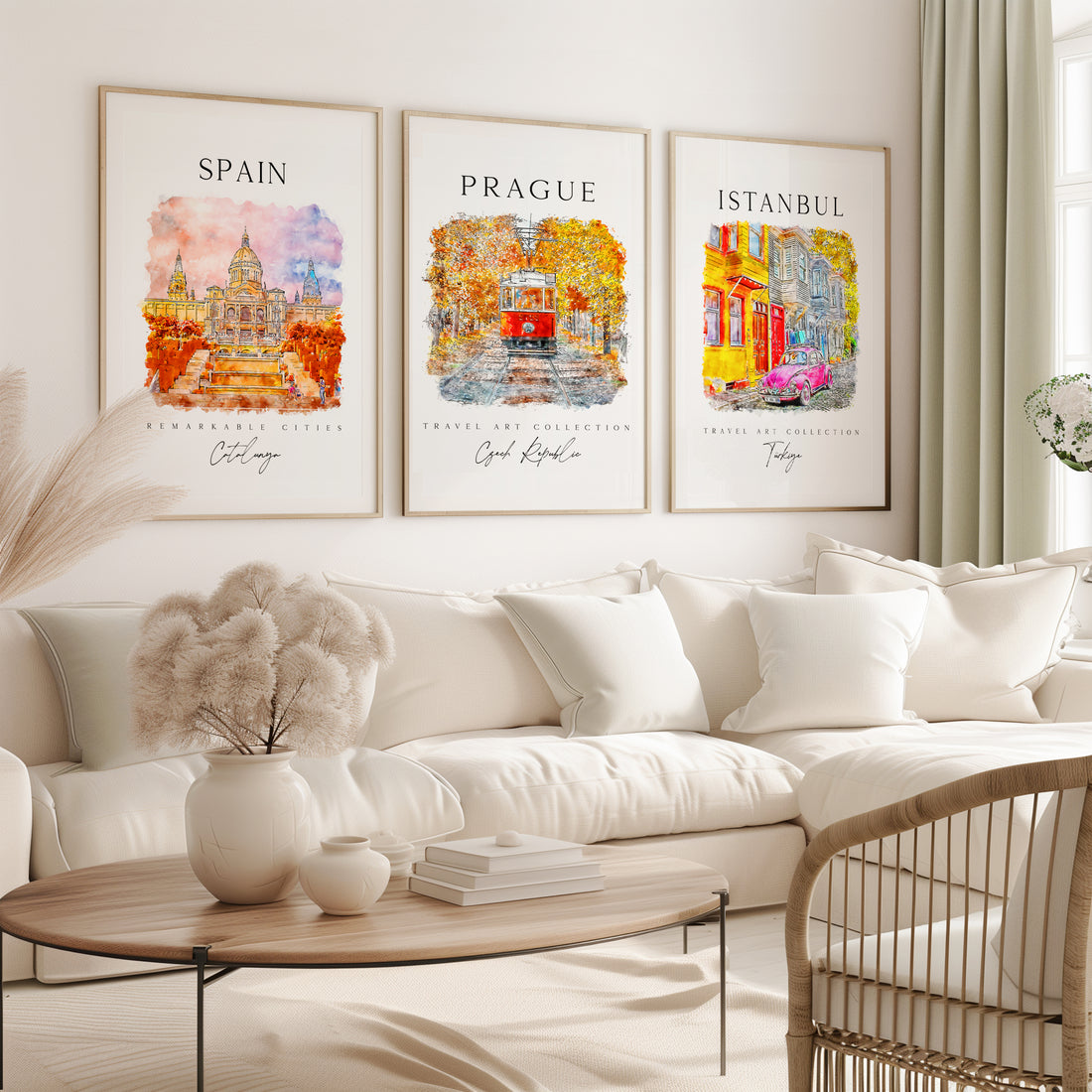 European Cities Gallery Set of 3 Travel Art Series