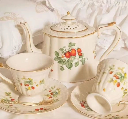 Strawberries and Cream Porcelain Tea Set