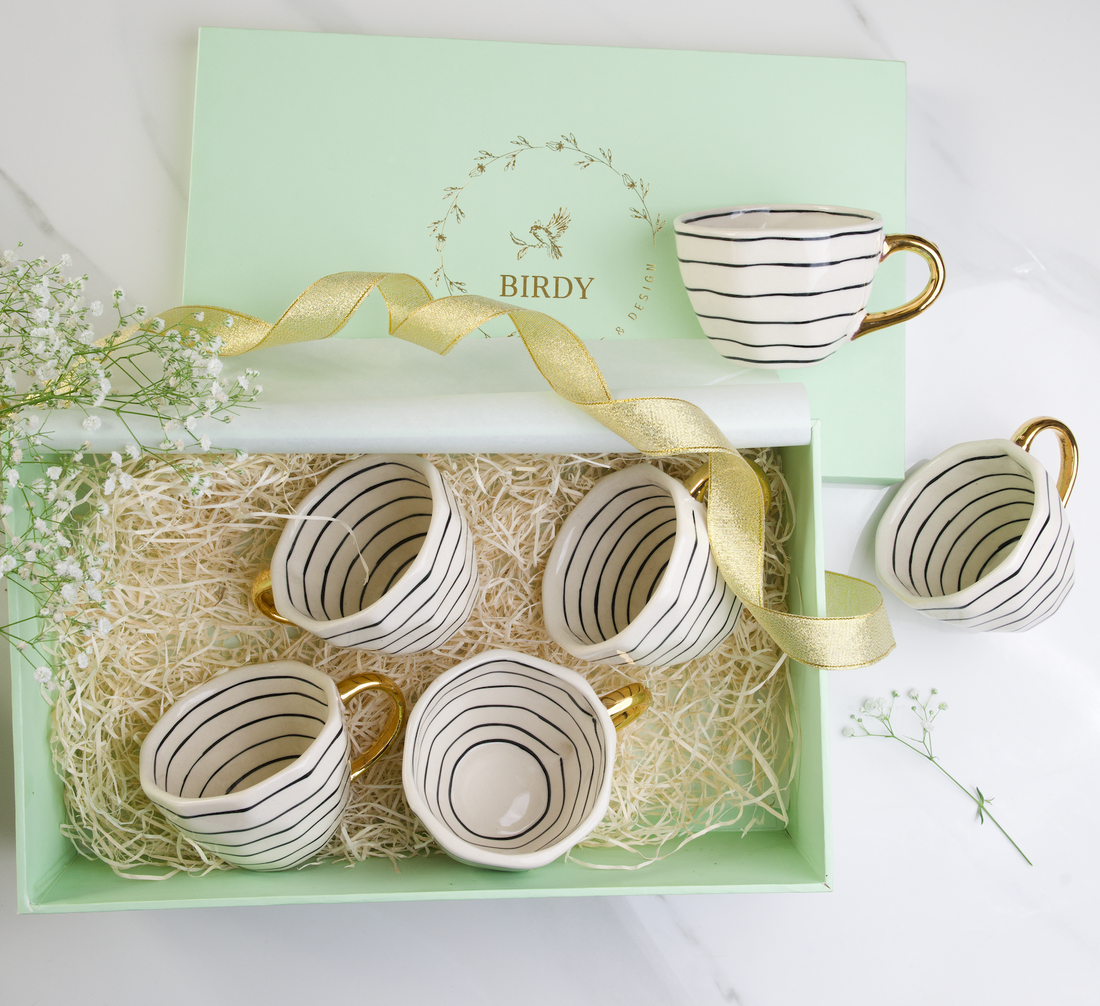 Set of 6 Ceramic Mugs with Gift Box