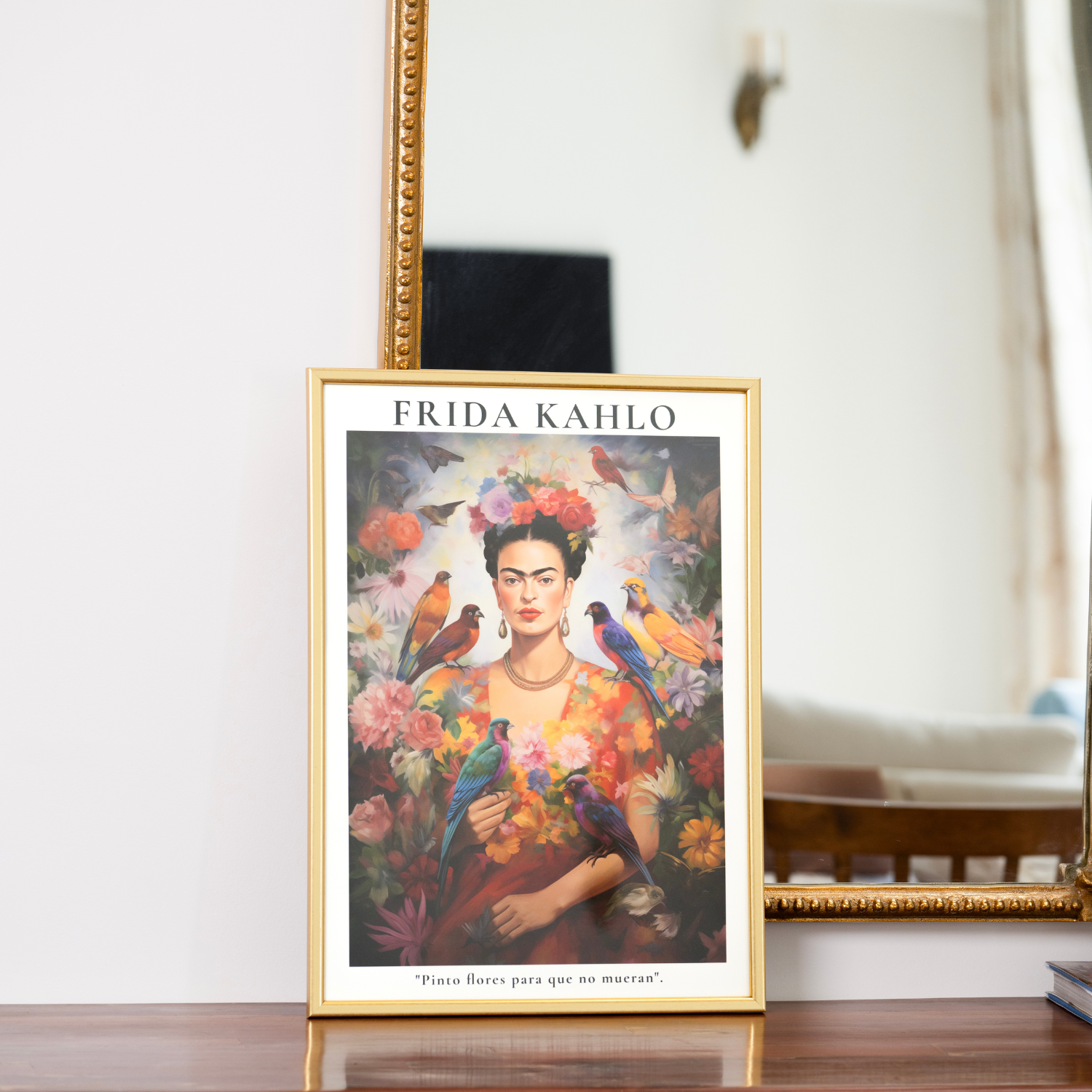 Frida Kahlo Portrait with Birds Art Frame