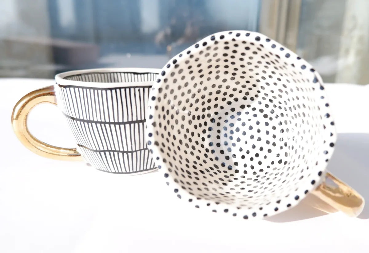 Stoneware Mug Black & White