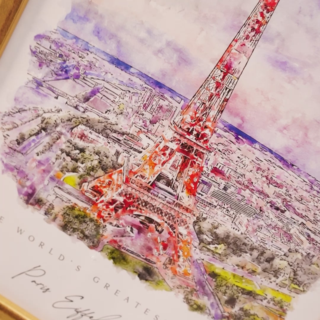 Water Colour  France Eiffel Tower