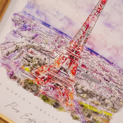 Water Colour  France Eiffel Tower