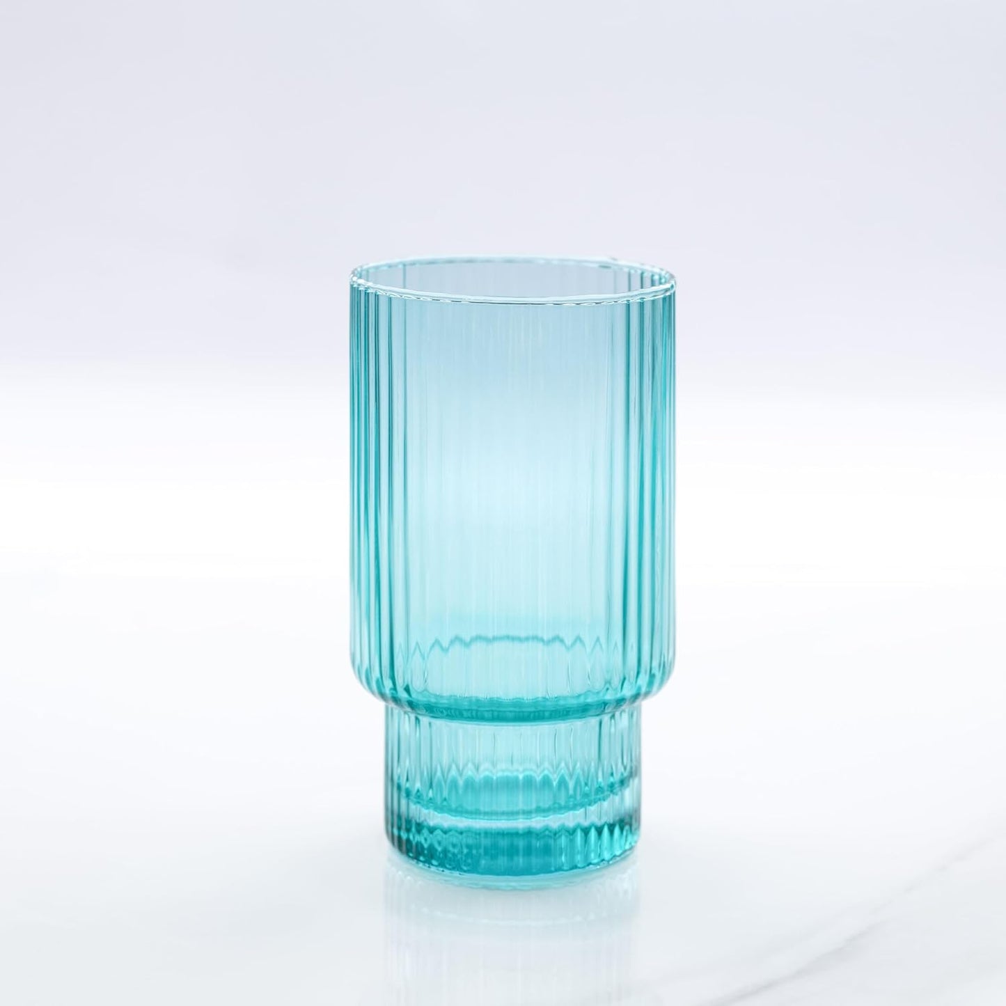 Ribbed Aqua Drinking Glasses