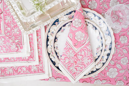 Pink Table Cloth with set of Napkins - The Jaipur Collection